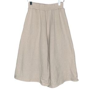 Taylor Jay S Pull On Wide Leg Cropped Sweatpants Lounge Culotte Beige